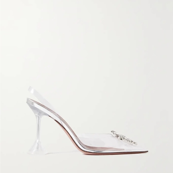 AMINA MUADDIBegum crystal-embellished PVC slingback pumps